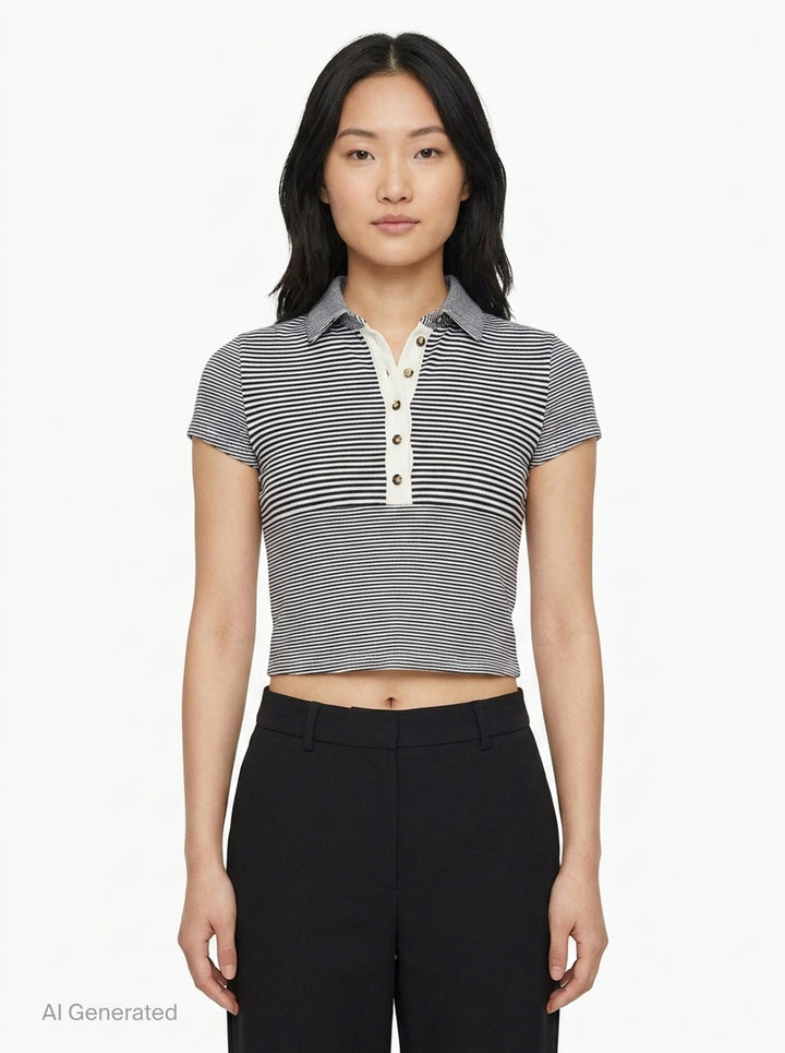 Knit Button Stripe Polo | rag & bone | Club21 - front