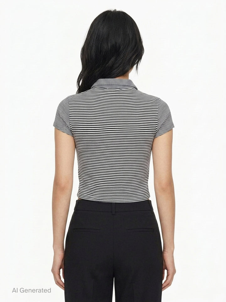 Knit Button Stripe Polo | rag & bone | Club21 - back