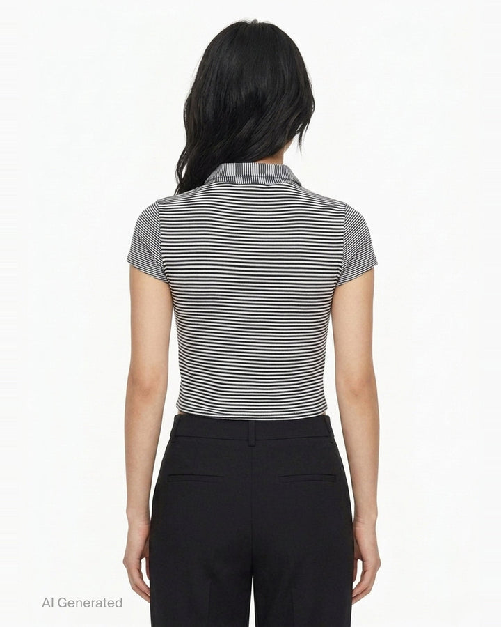 Knit Button Stripe Polo | rag & bone | Club21 - back