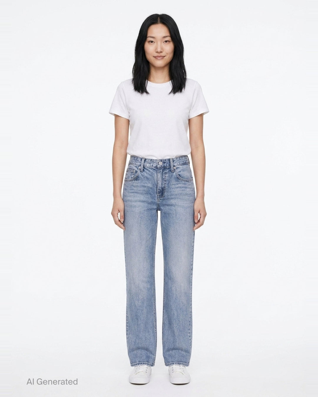 rag & bone Miramar wide leg jeans in light blue wash, shown flat with high-rise waist, five-pocket styling, and a gently flared hem - front