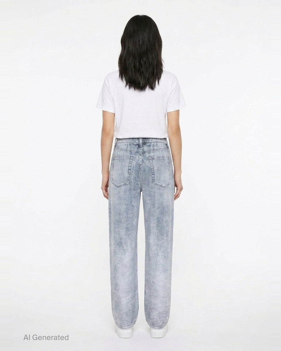 rag & bone Miramar Wide Pull-On Jeans in light indigo wash, featuring a relaxed wide-leg silhouette, pull-on waistband, and five-pocket construction with vintage sun-bleached fading - back