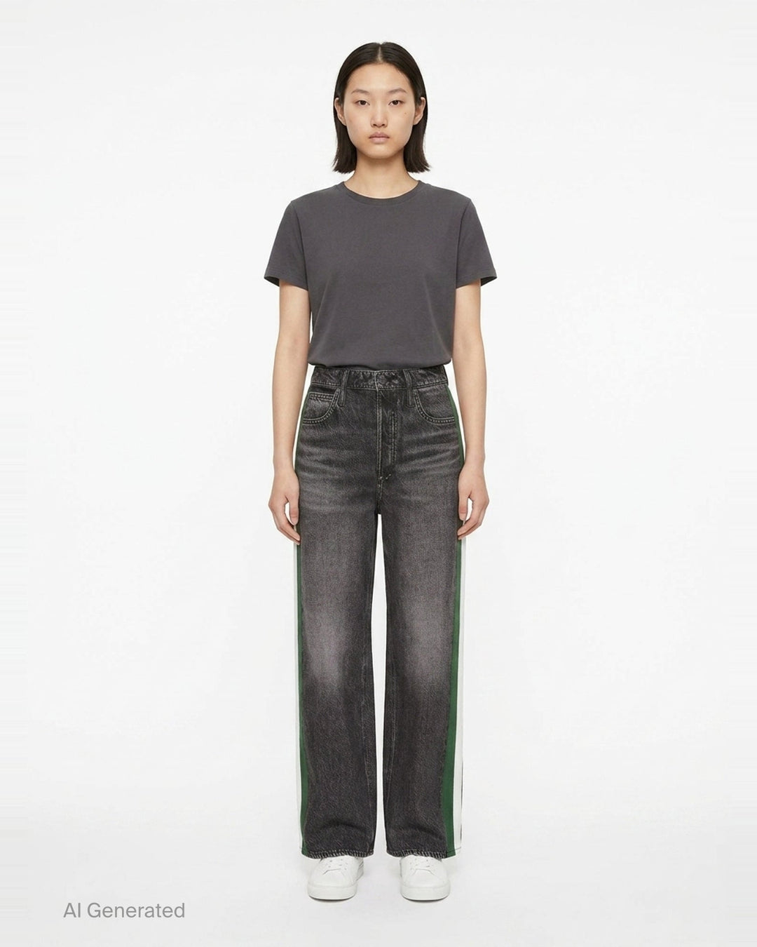 Side Stripe Wide Leg Jeans | rag & bone | Club21 - front