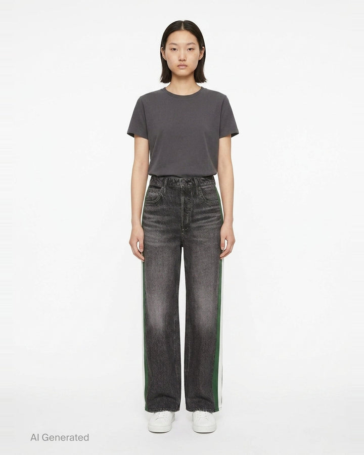 Side Stripe Wide Leg Jeans | rag & bone | Club21 - front