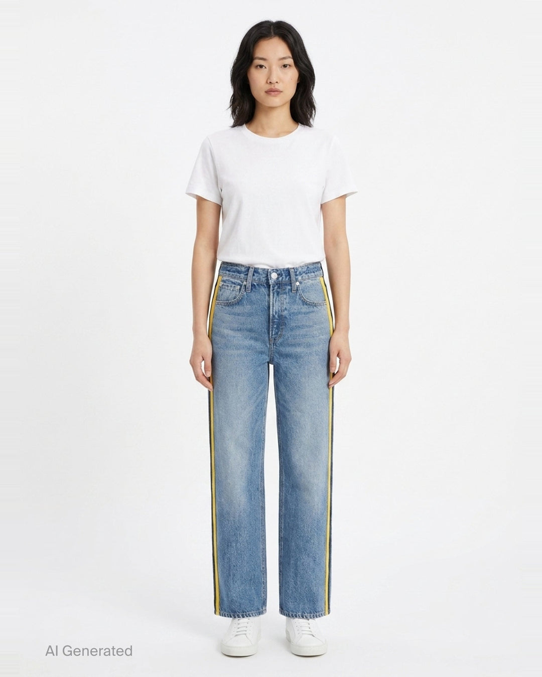 Side Stripe Wide Leg Jeans | rag & bone | Club21 - front
