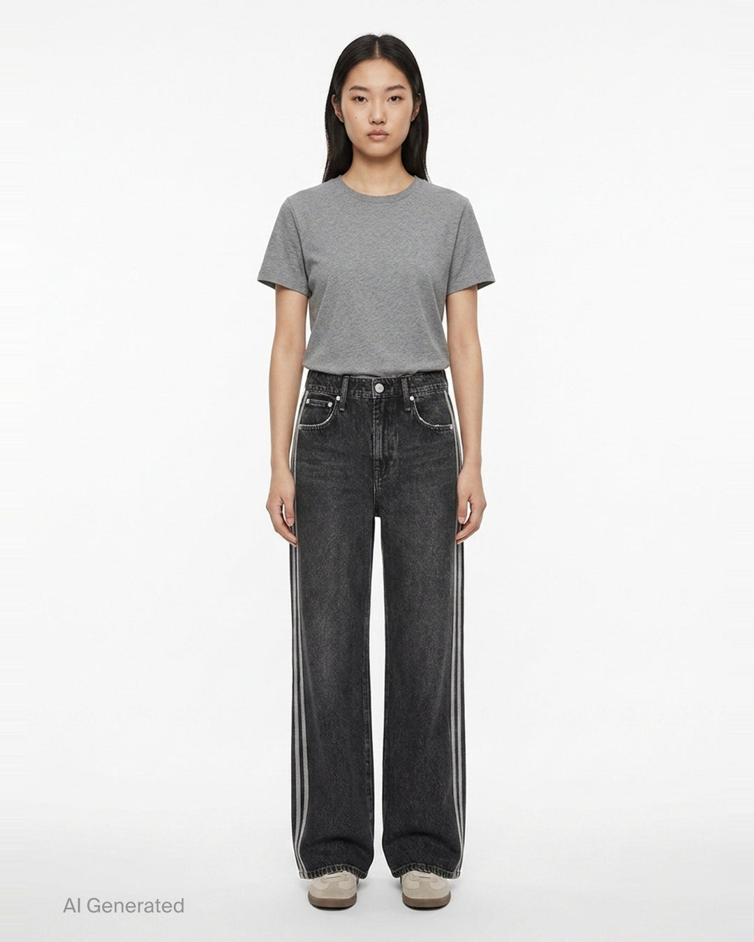 Side Stripe Wide Leg Jeans | rag & bone | Club21 - front