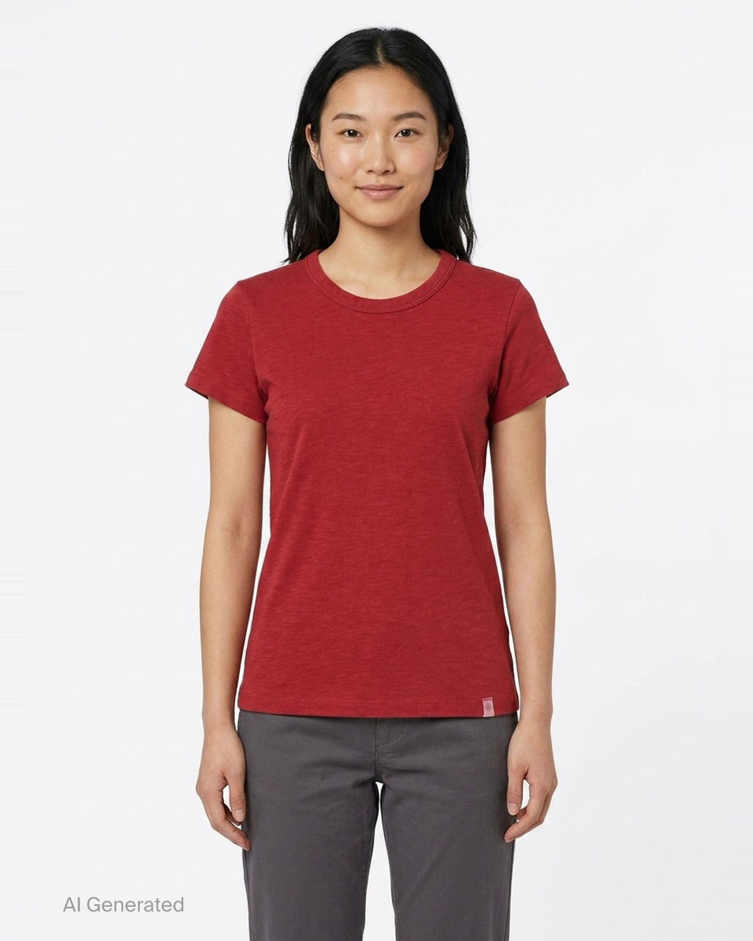 rag & bone Slub Tee in red, featuring a crew neckline, short sleeves, and slub cotton texture — front view - front