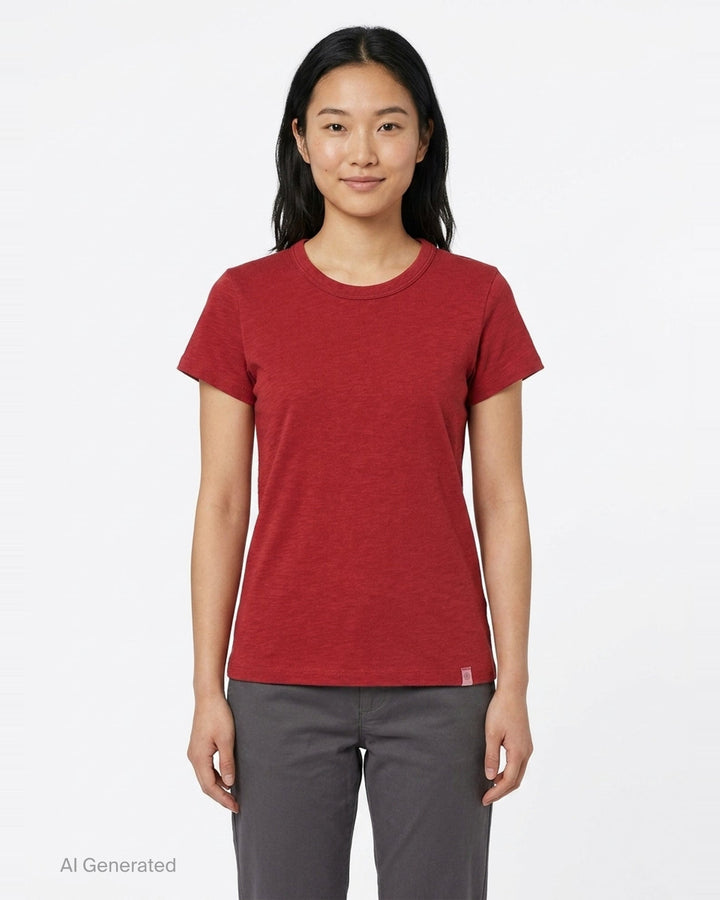 rag & bone Slub Tee in red, featuring a crew neckline, short sleeves, and slub cotton texture — front view - front