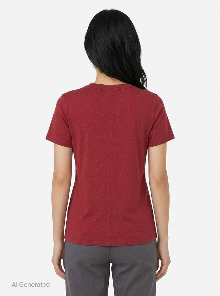 rag & bone Slub V-Neck Tee in light blue, featuring a deep V-neckline with tonal ribbed trim and short sleeves, photographed flat on a white background - back