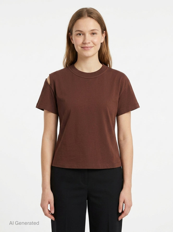 Backward Shoulder Slit Tee | RE;CODE | Club21 - front