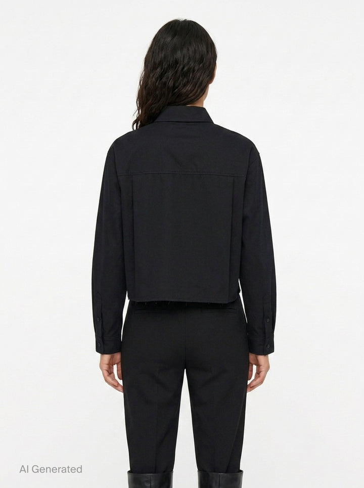 Cropped Raw Hem Button Shirt | RE;CODE | Club21 - back