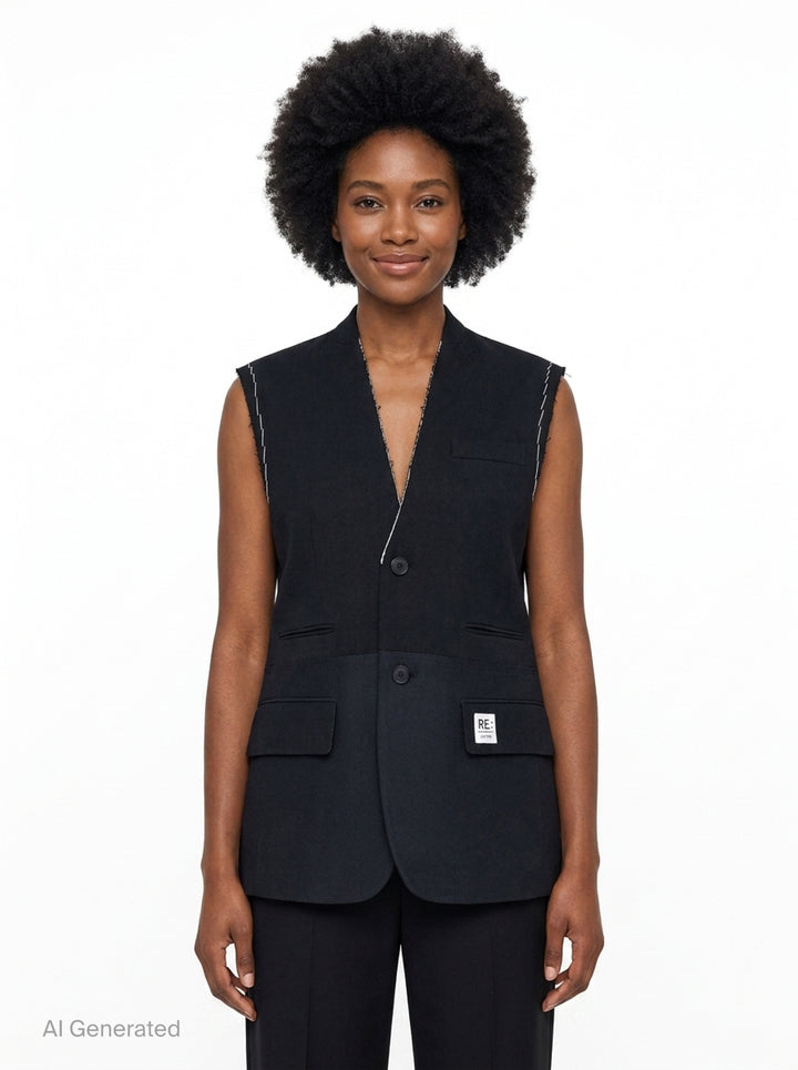 Layered Raw-Edged Vest | Re;Code | Club21 - front
