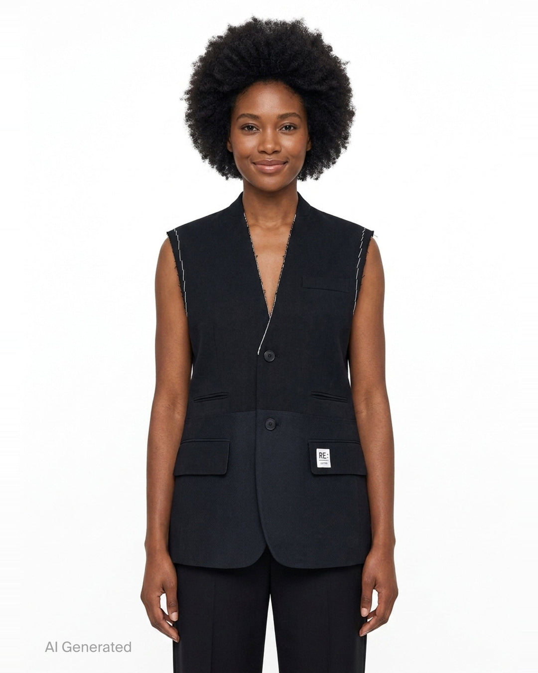 Layered Raw-Edged Vest | Re;Code | Club21 - front
