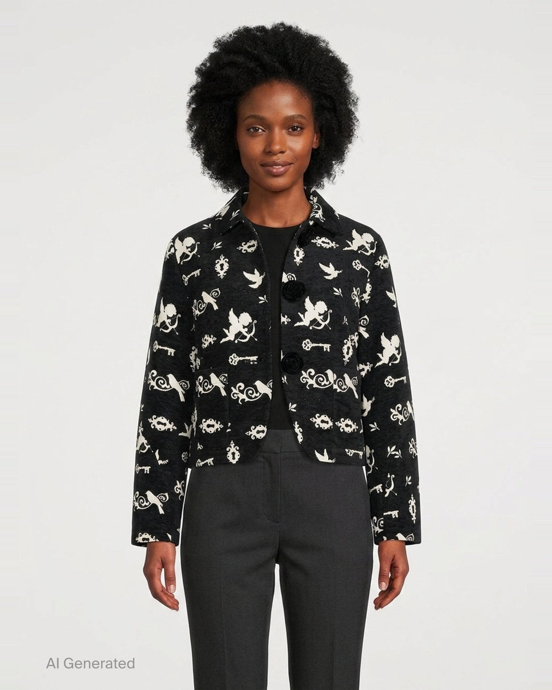 Cupid Print Cropped Jacket | Renli Su | Club21 - front