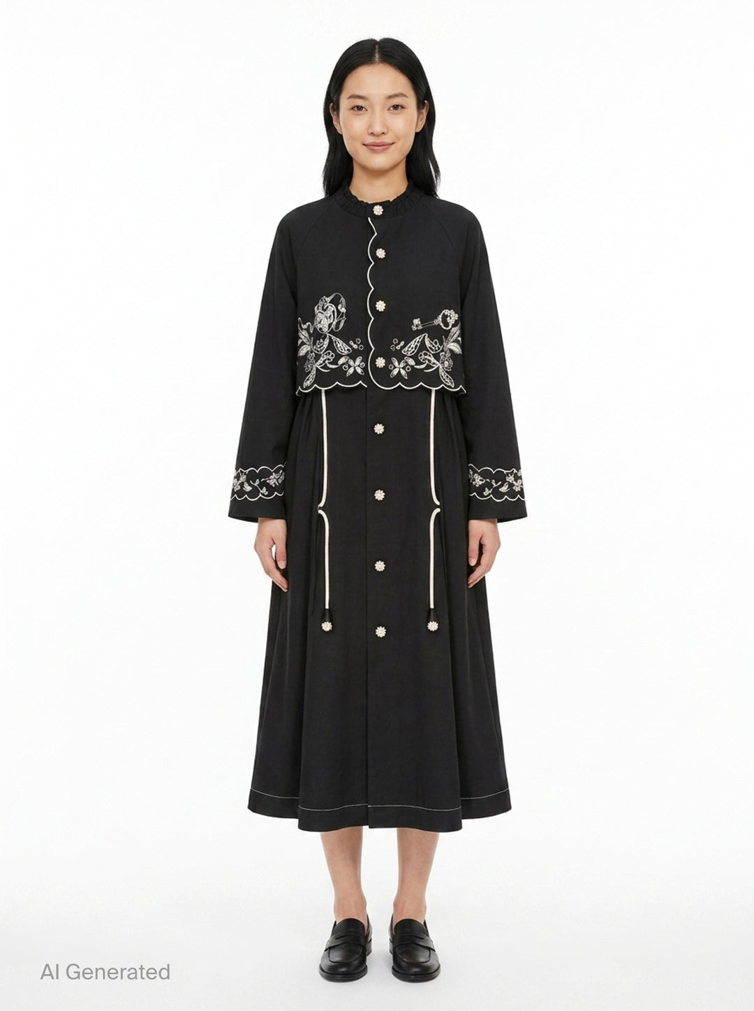 Embroidered Contrast Trench Coat | Renli Su | Club21 - front