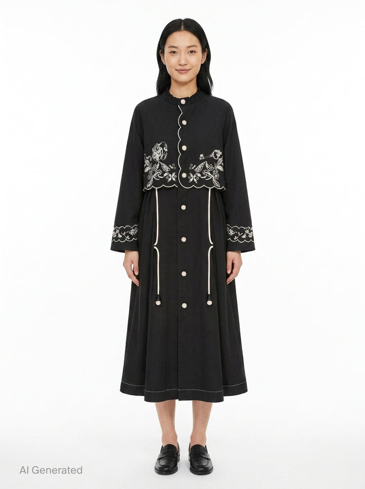 Embroidered Contrast Trench Coat | Renli Su | Club21 - front