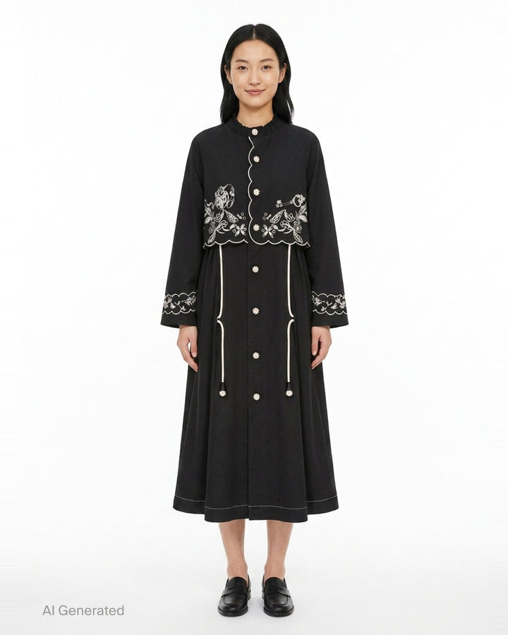 Embroidered Contrast Trench Coat | Renli Su | Club21 - front