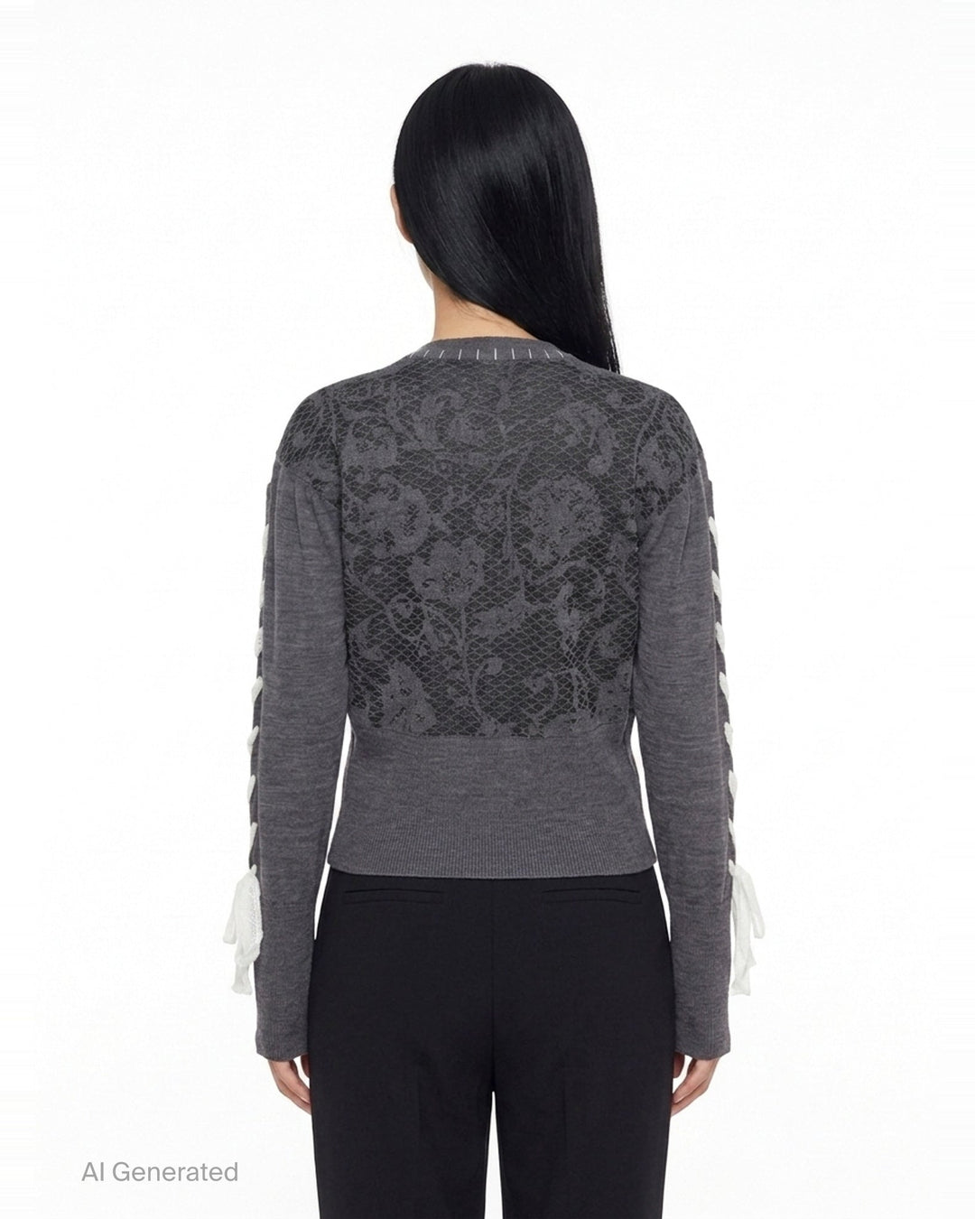 Floral Lace Panel Long Sleeve Cardigan | Renli Su | Club21 - back