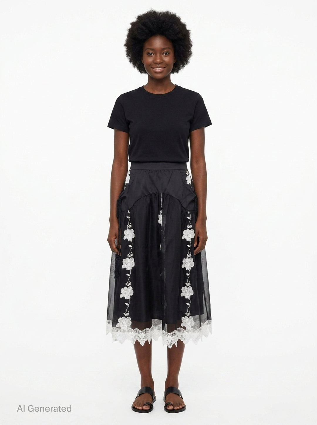 Layered Lace Midi Skirt | Renli Su | Club21 - front