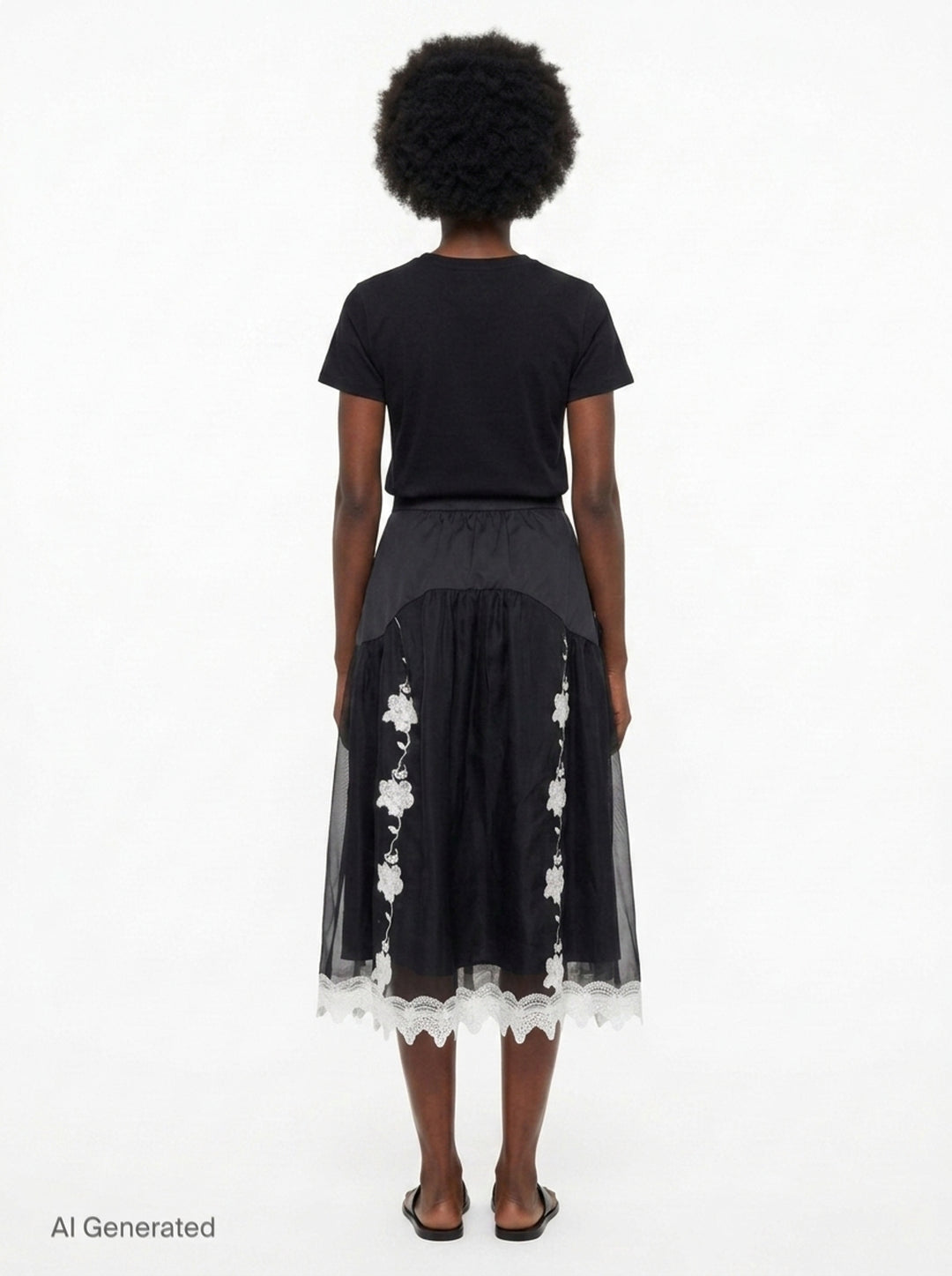 Layered Lace Midi Skirt | Renli Su | Club21 - back