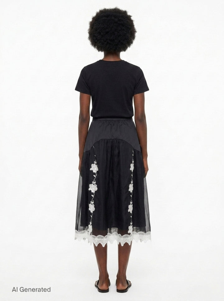 Layered Lace Midi Skirt | Renli Su | Club21 - back
