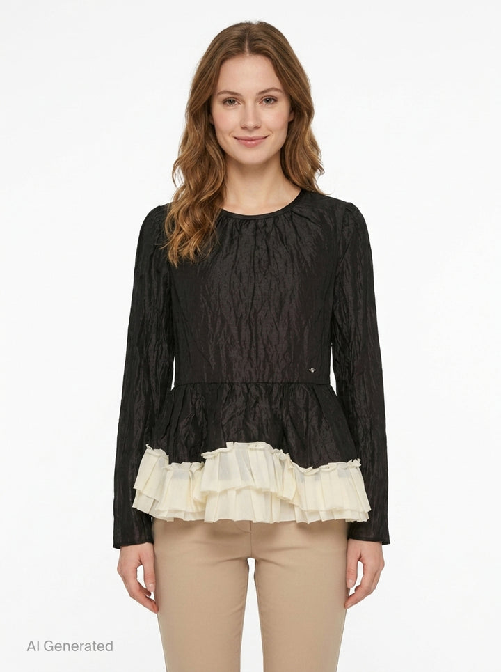 Long Sleeve Peplum Blouse | Renli Su | Club21 - front