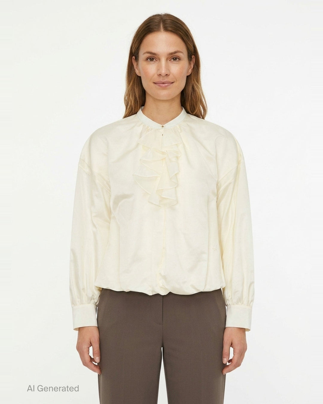 Long Sleeve Ruffle Front Blouse | Renli Su | Club21 - front