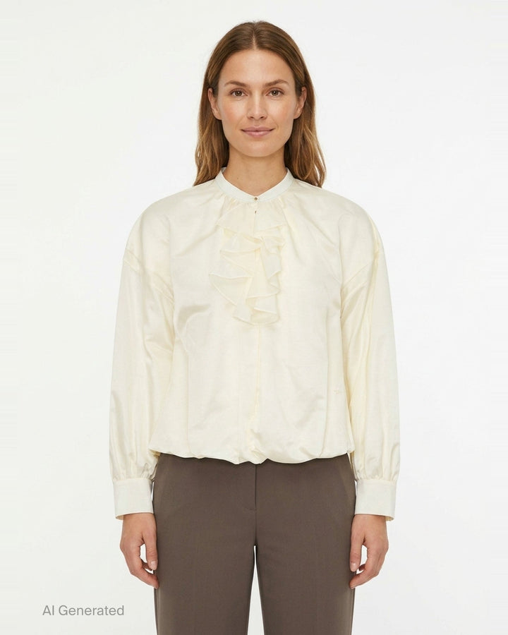 Long Sleeve Ruffle Front Blouse | Renli Su | Club21 - front