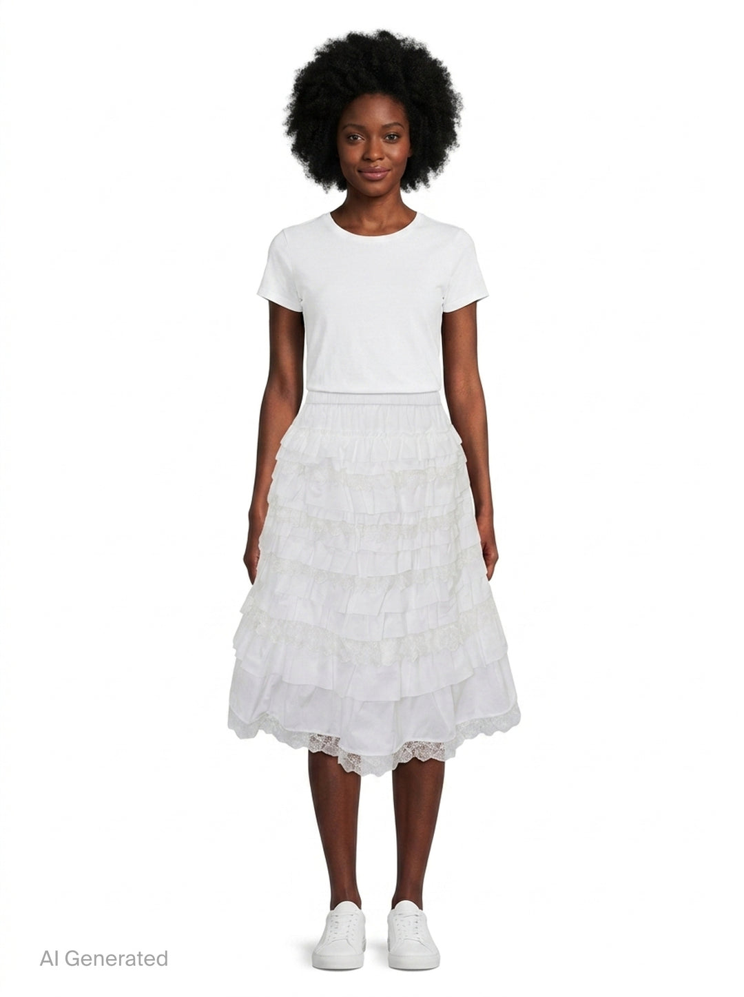 Midi Ruffle Lace Skirt | Renli Su | Club21 - front