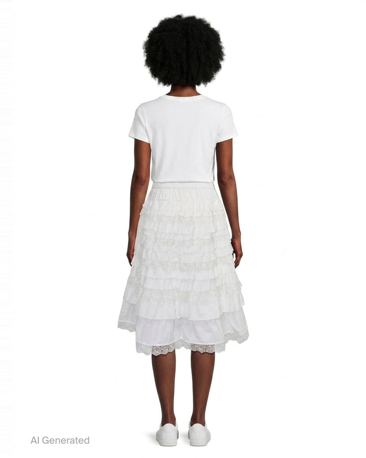 Midi Ruffle Lace Skirt | Renli Su | Club21 - back