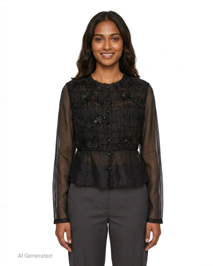 Silk Long Sleeve Blouse | Renli Su | Club21 - front