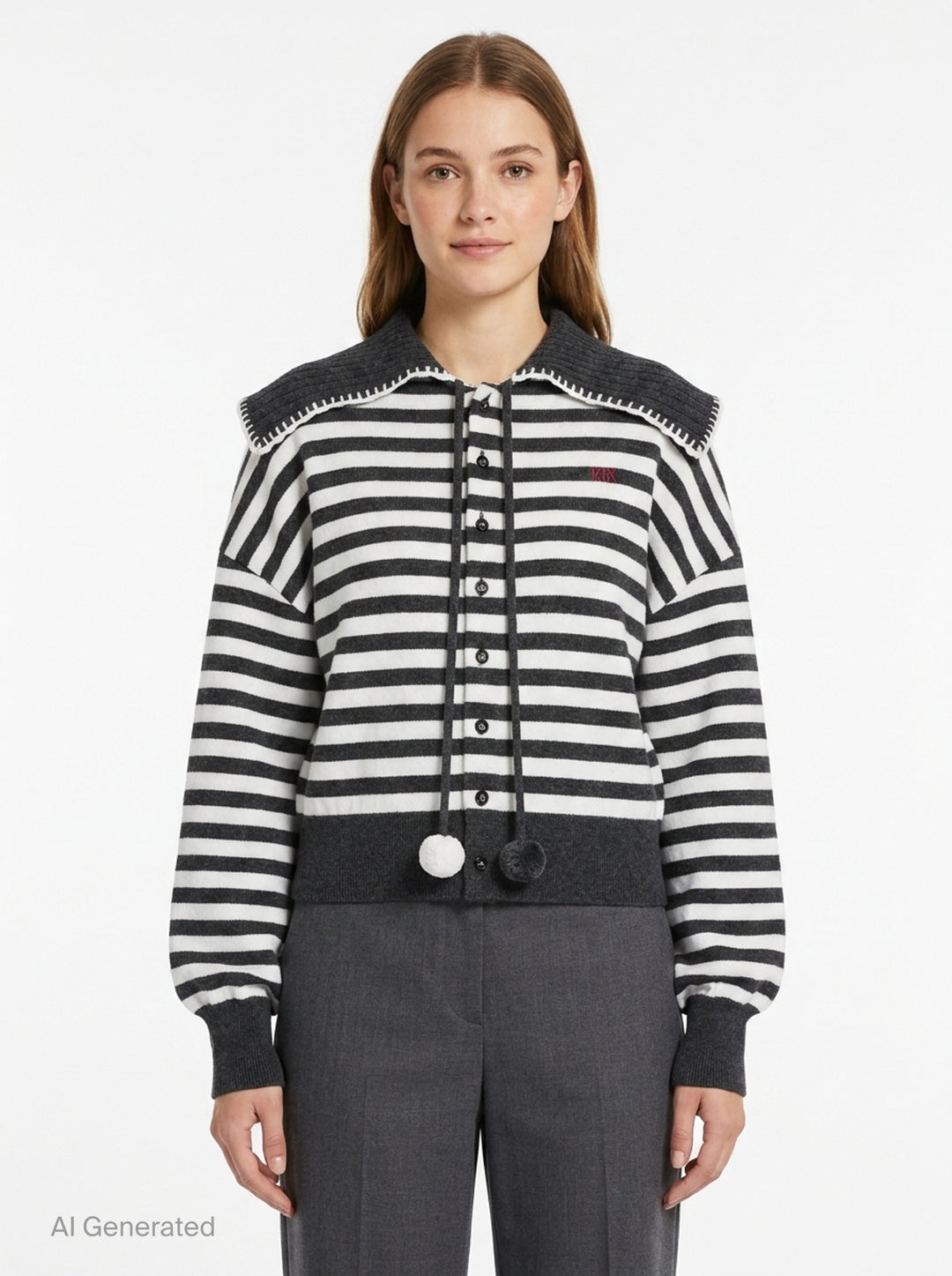 Striped Long Sleeve Cardigan | Renli Su | Club21 - front