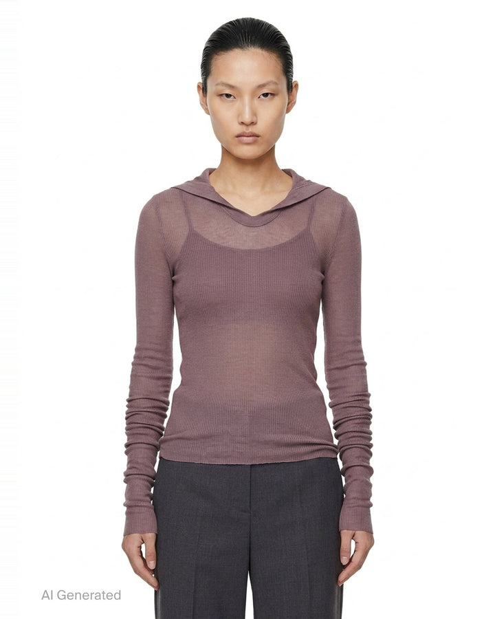 Cropped Hooded Long Sleeve Tee | Rick Owens | Club21 - front