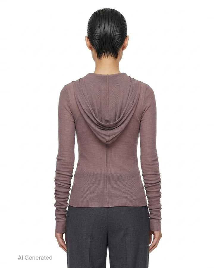 Cropped Hooded Long Sleeve Tee | Rick Owens | Club21 - back