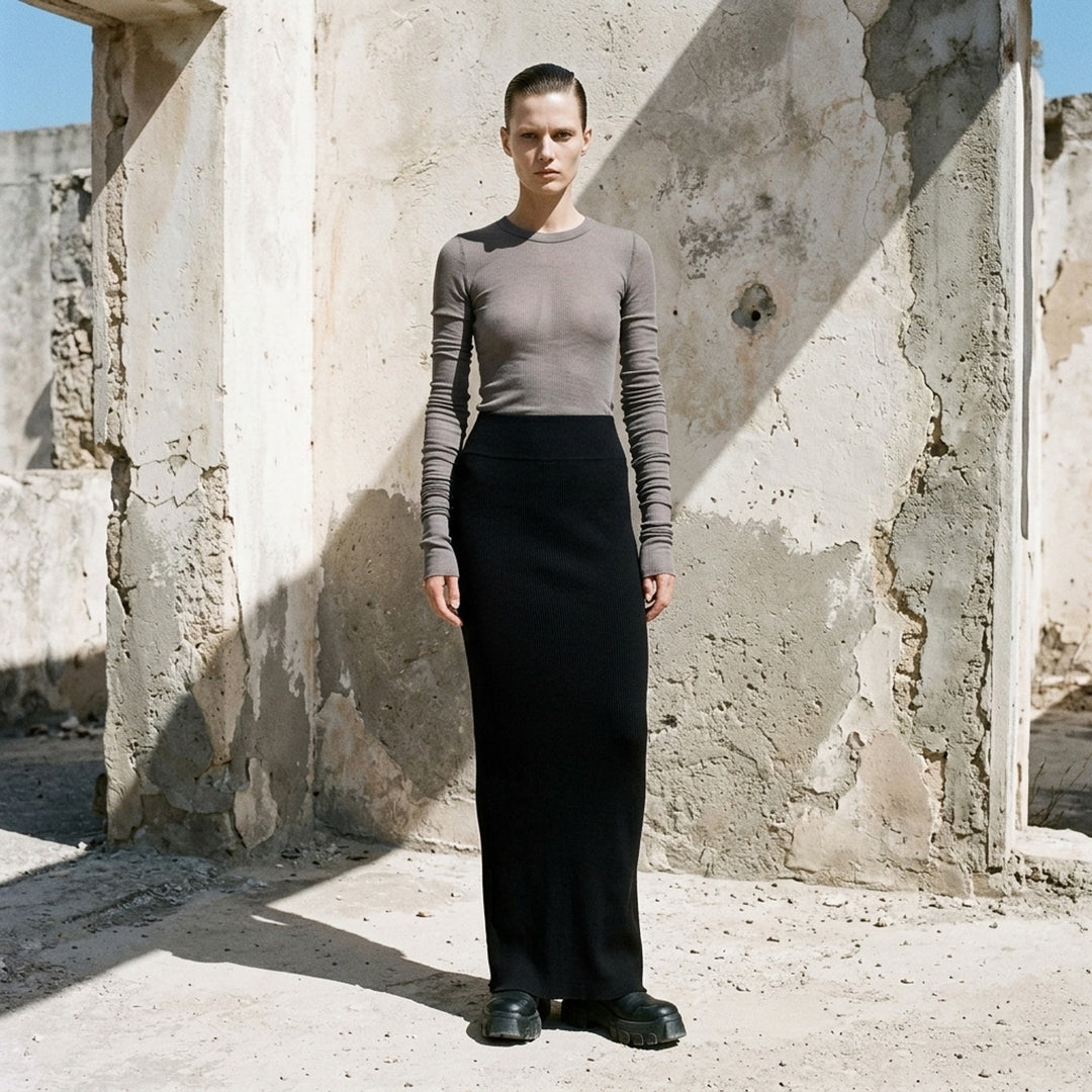 Cropped Rib Long Sleeve Tee | Rick Owens | Club21 - lifestyle