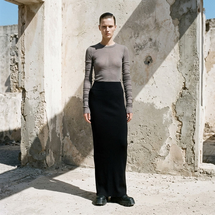 Cropped Rib Long Sleeve Tee | Rick Owens | Club21 - lifestyle