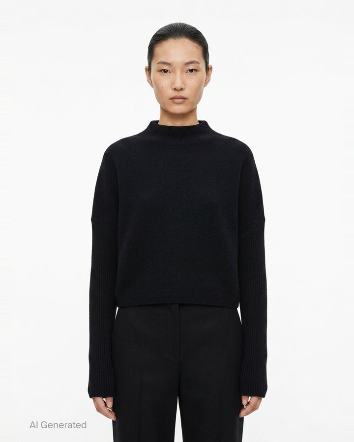 Long Sleeve Crater Felt Cashmere Sweater | Rick Owens | Club21 - front