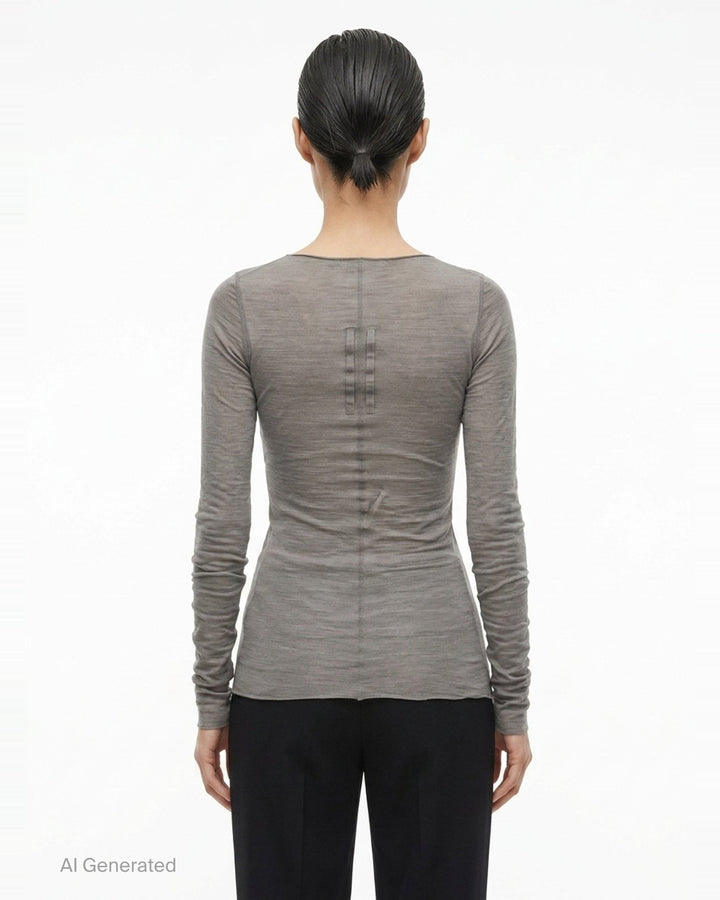 Long Sleeve Wool Silk Tee | Rick Owens | Club21 - back