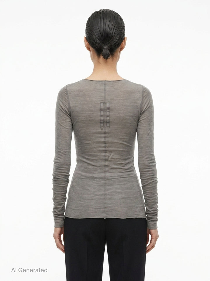 Long Sleeve Wool Silk Tee | Rick Owens | Club21 - back