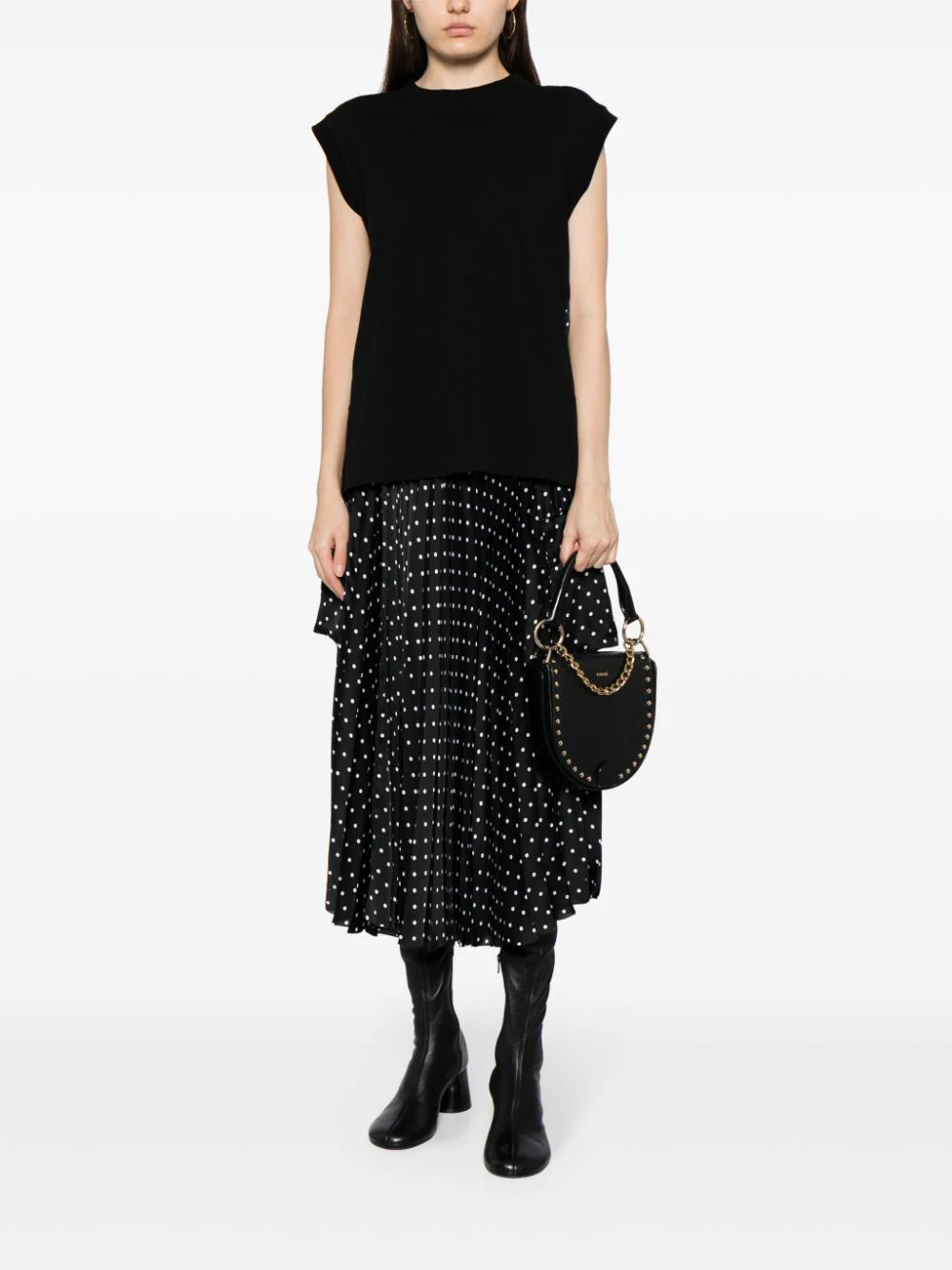 sacai-Polka-Dot-Print-Skirt-Black-2