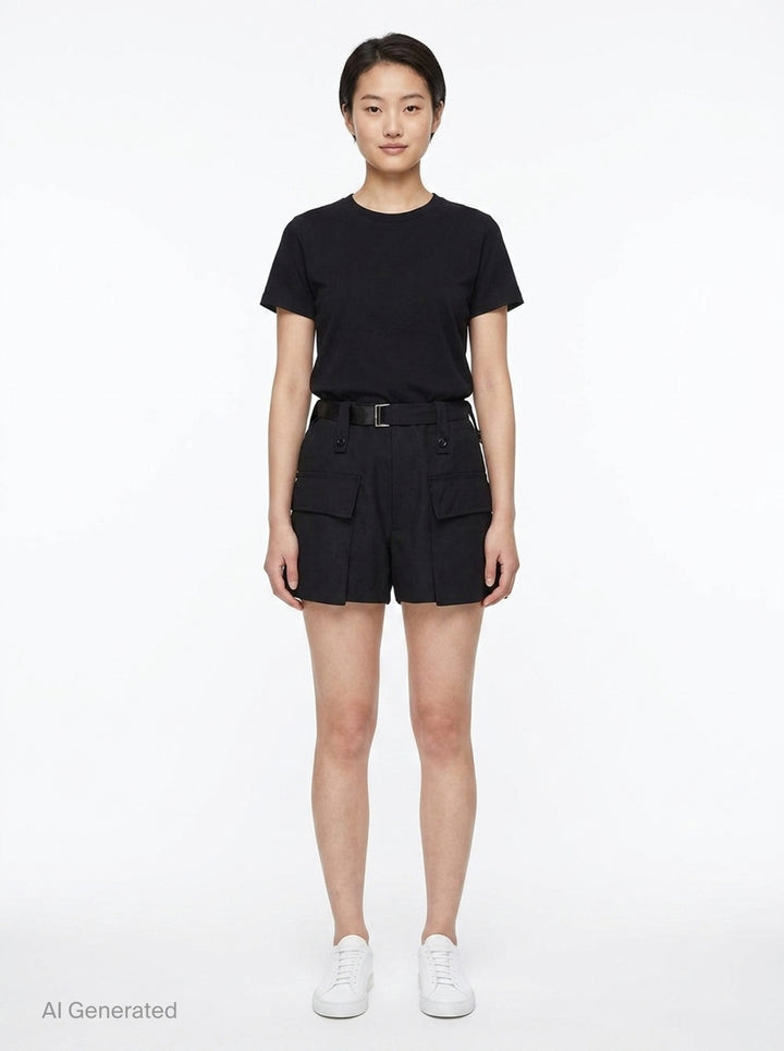 Belted Cargo Suiting Shorts | sacai | Club21 - front