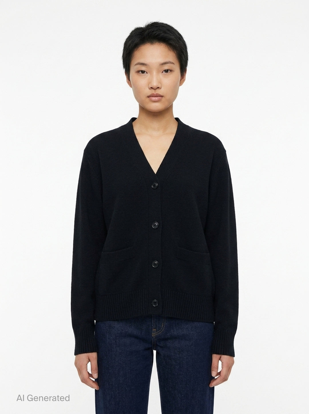 Black Button-Up Cardigan | sacai | Club21 - front