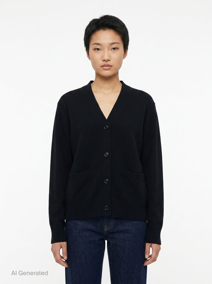 Black Button-Up Cardigan | sacai | Club21 - front