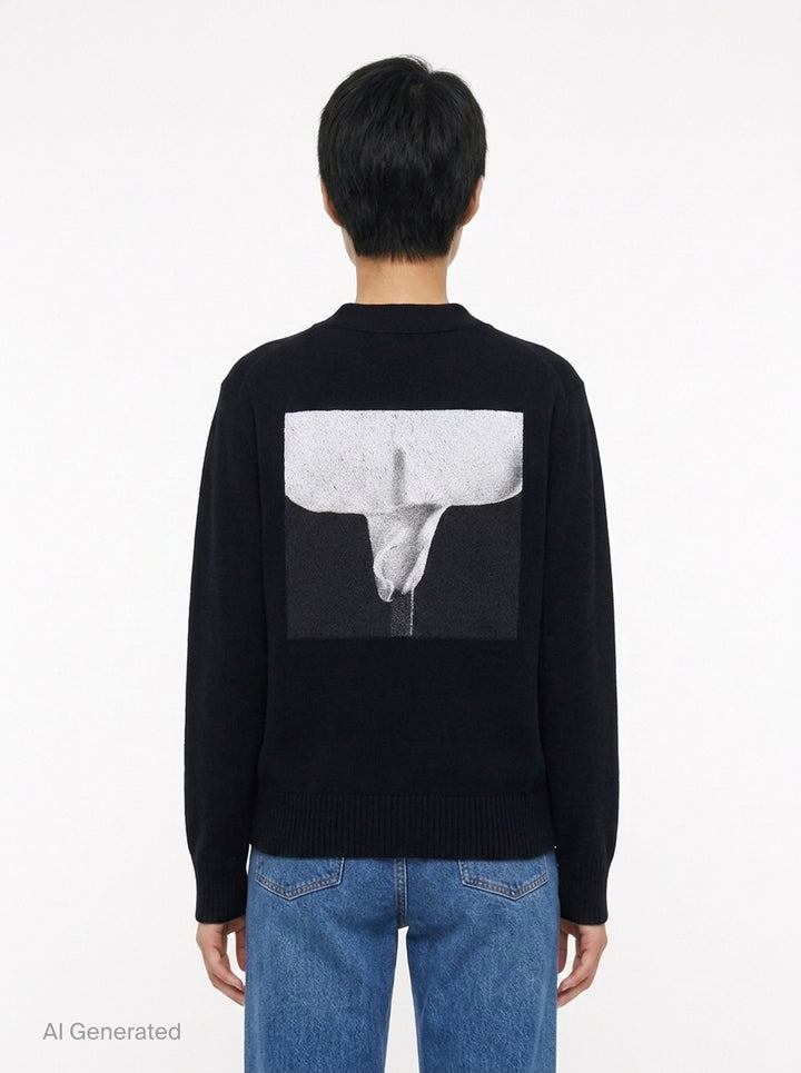 Black Button-Up Cardigan | sacai | Club21 - back