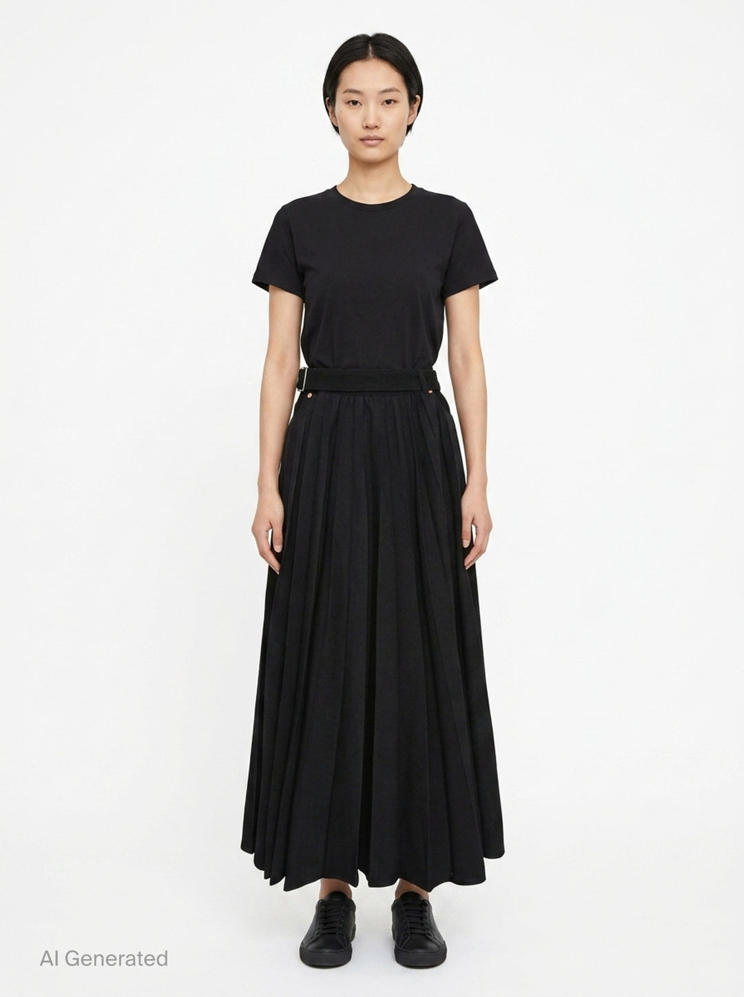 Black Pleated Maxi Skirt | sacai | Club21 - front