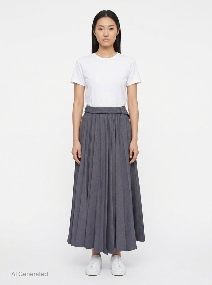 Black Pleated Maxi Skirt | sacai | Club21 - front
