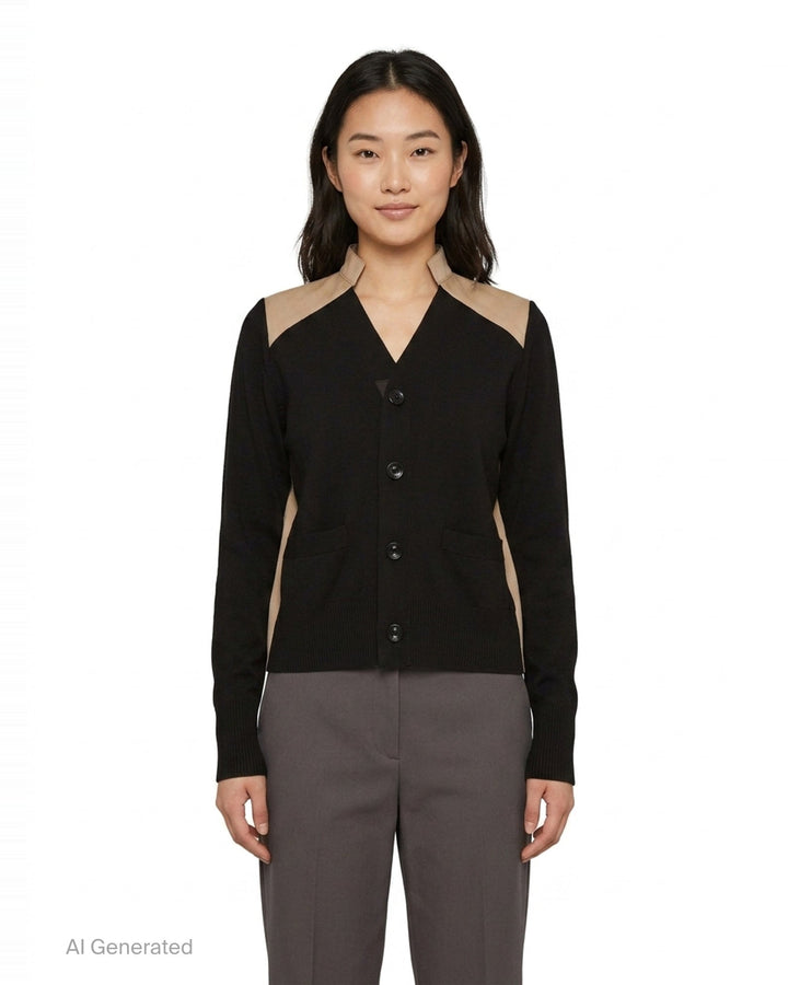 Cotton Gabardine Knit Cardigan | sacai | Club21 - front