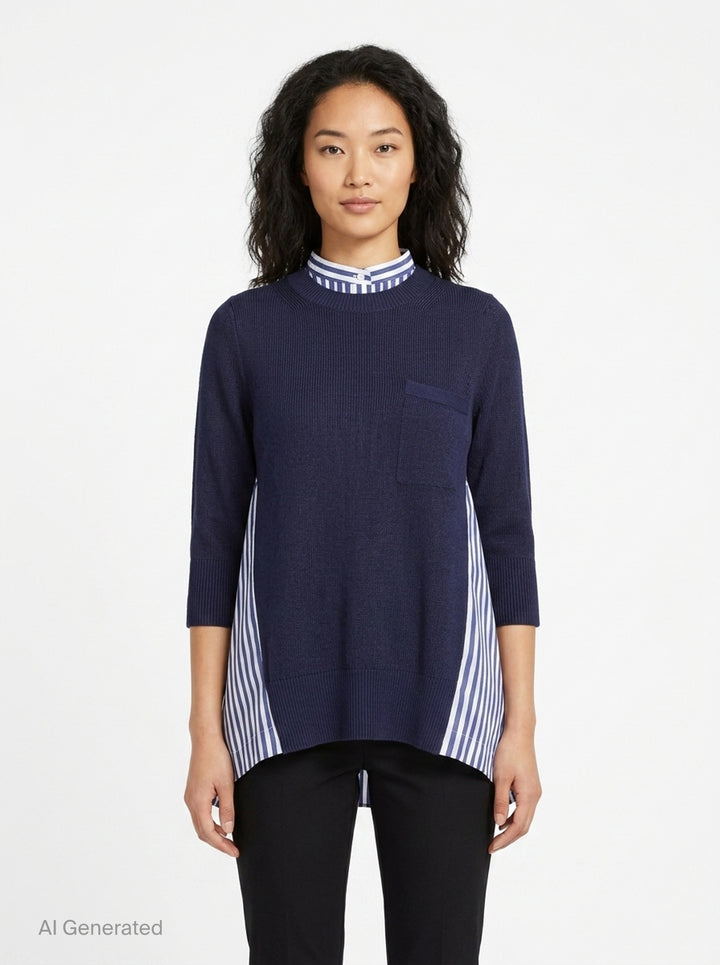 Cotton Knit Poplin Top | sacai | Club21 - front
