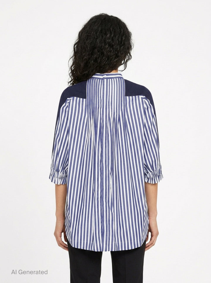 Cotton Knit Poplin Top | sacai | Club21 - back