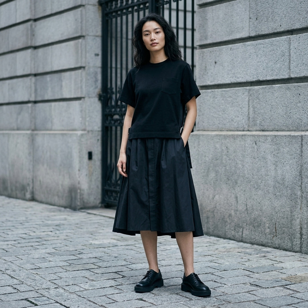Cotton Poplin Jersey Combo Dress | sacai | Club21 - lifestyle