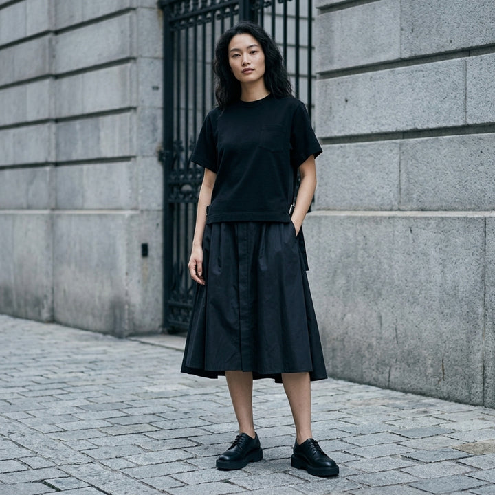 Cotton Poplin Jersey Combo Dress | sacai | Club21 - lifestyle